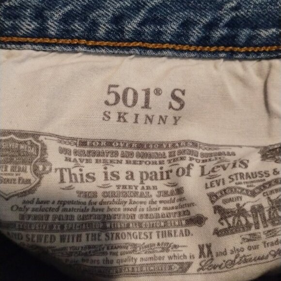 Levi's 501 Women's Patched Destroyed Button Fly Denim Jeans Size W27 L28 - Picture 9 of 11